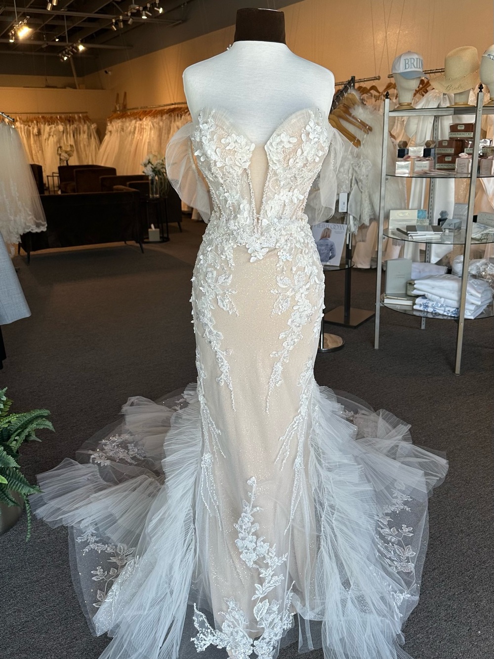 Fawne - Elysee by Enzoani: Strapless Mermaid Wedding Gown in Ivory and Nude
